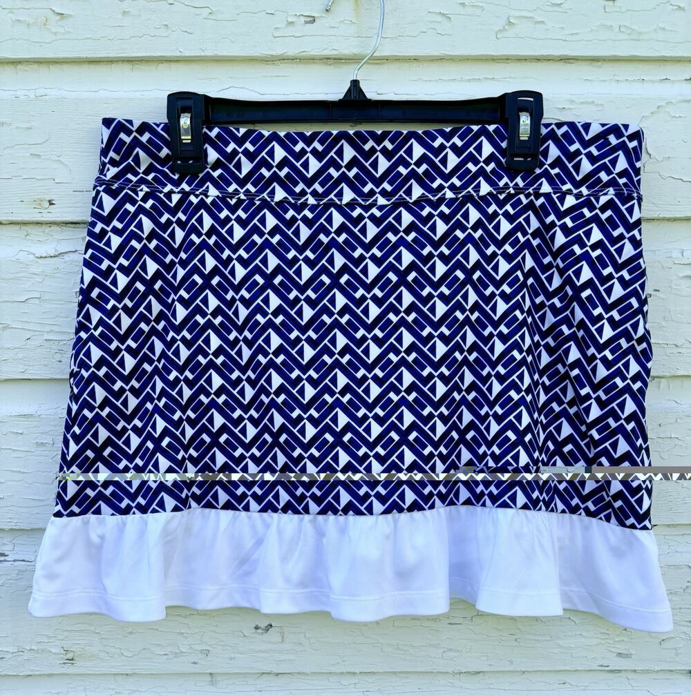 Callaway Skort Skirt Tennis Pickleball Womens L Blue White Ruffle Hem Athletic